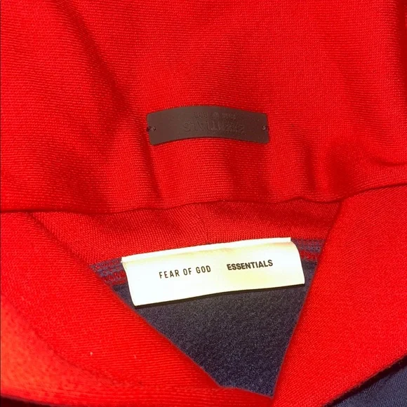 Fear of God -Atlanta Essentials -Navy and Red Hoodie - Picture 3 of 5